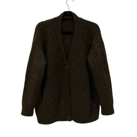 Jenni Kayne Cocoon Cardigan Cocoa Brown Oversized Ribbed Knit Button Sweater XXS - Picture 6 of 15